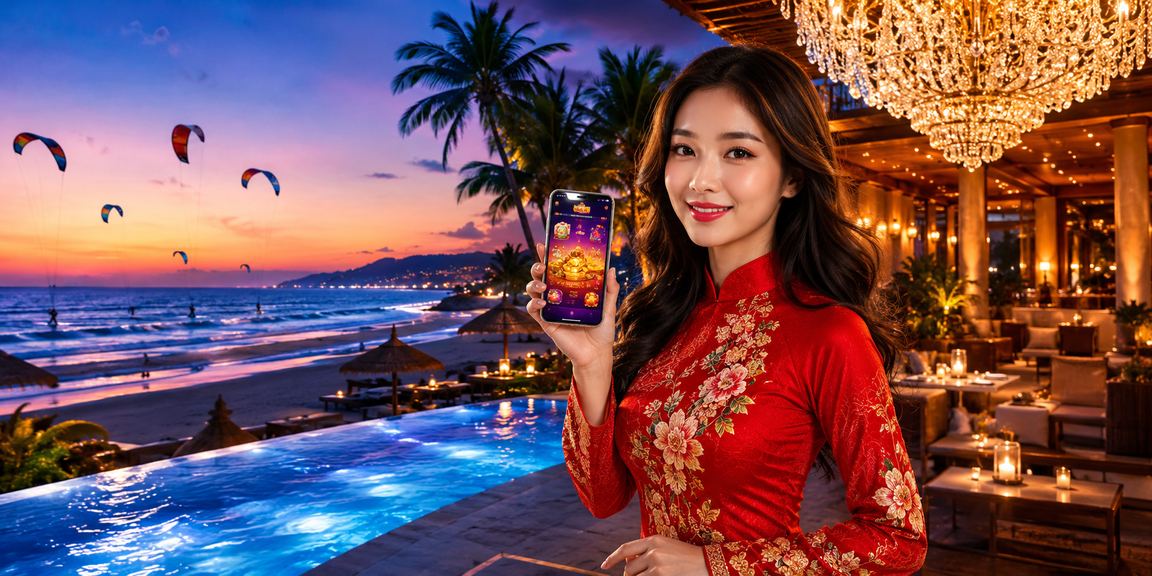 Người dùng tại Mũi Né mở ứng dụng giải trí trên điện thoại